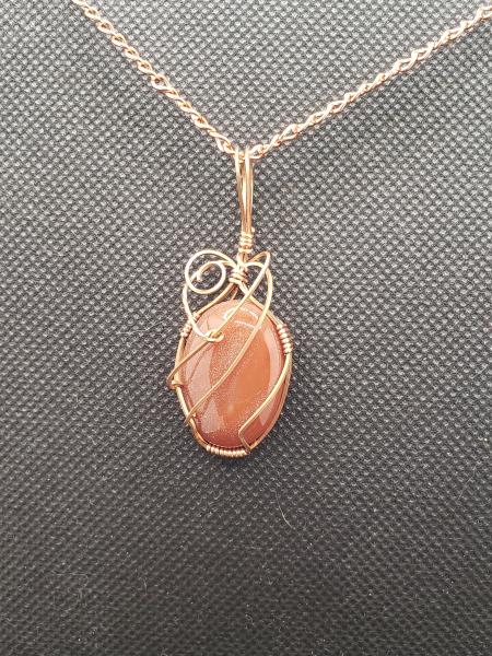 Wire wrapped Carnelian Pendant in copper picture