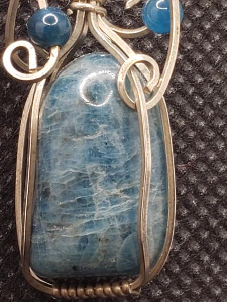 Blue Apatite nugget Pendant in sterling silver picture