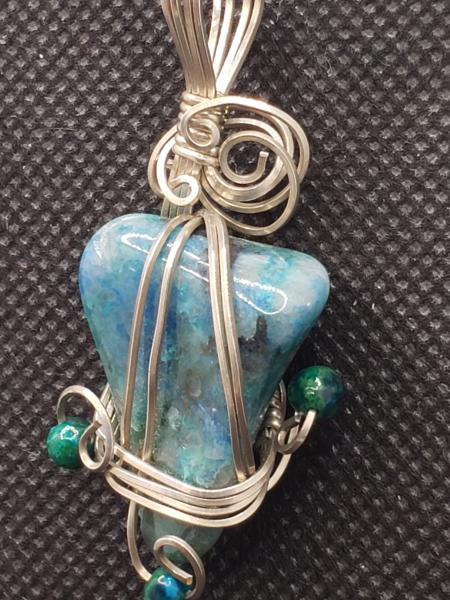 Natural Chrysocolla  nugget Pendant in sterling silver picture