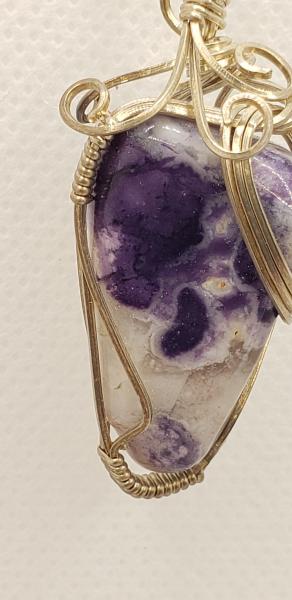 Wire wrapped Purple Opal  Nugget Pendant in sterling silver picture