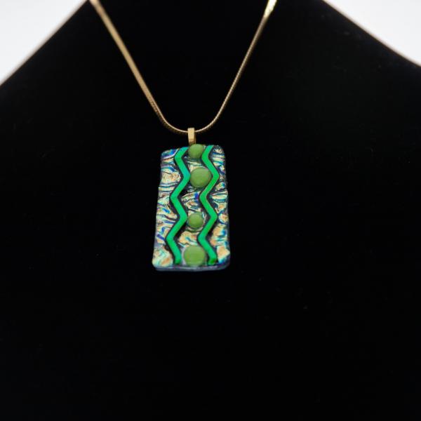Jewelry - Dichroic green and gold pendant with chevon picture