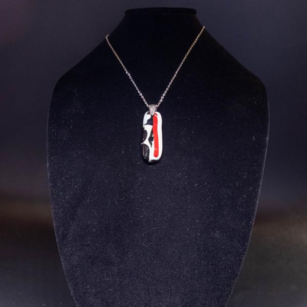 Jewelry - Black, white and red rectangular pendant picture