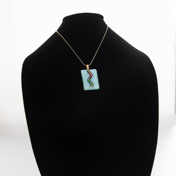 Jewelry - Light blue sea glass pendant with chevron picture