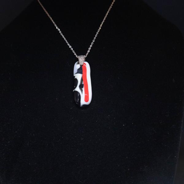 Jewelry - Black, white and red rectangular pendant picture