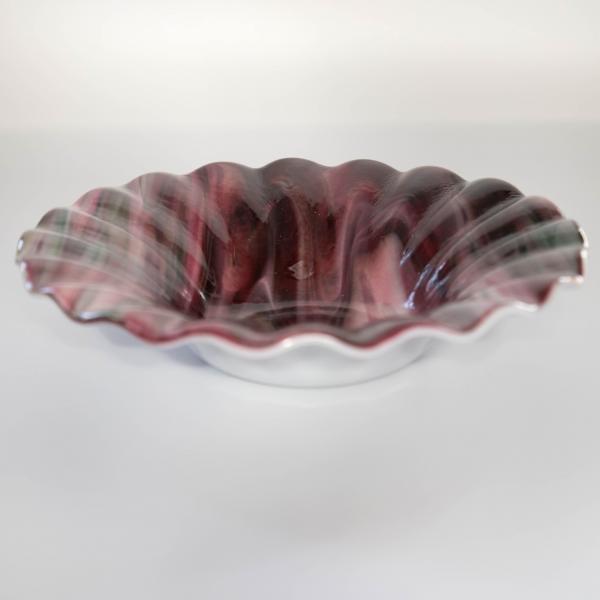 Bowl - Raspberry cream pattern bowl with swirl edge picture