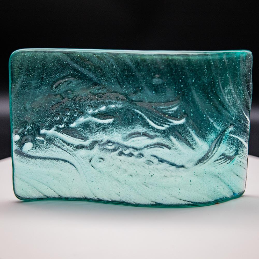Tile - Turquoise glass wave with koi fish picture