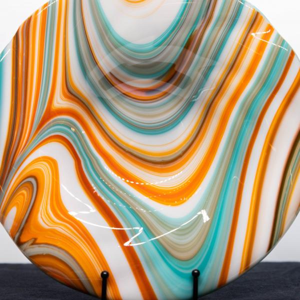 Plate - Orange cream and blue rippled edge bowl picture