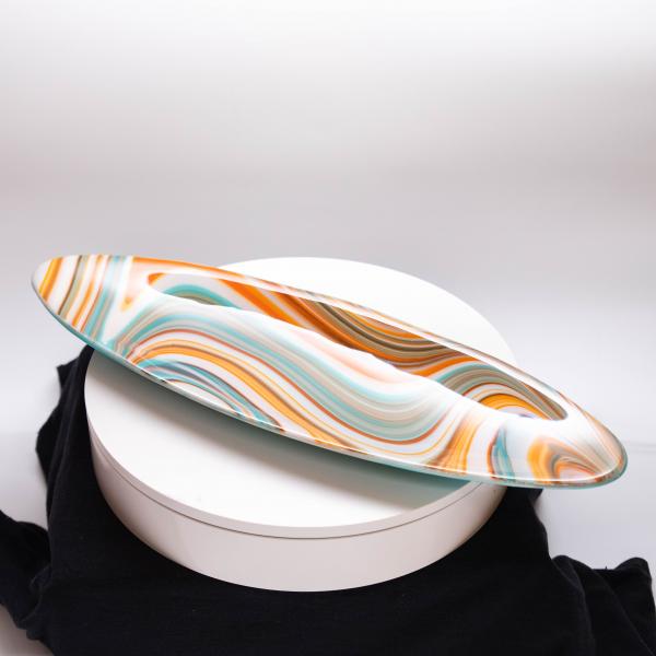 Plate - Orange cream and blue oblong platter picture