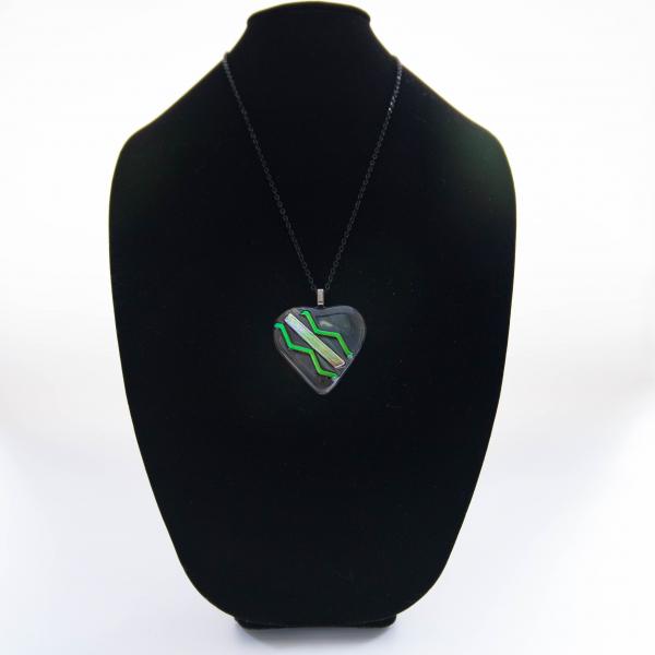 Jewelry - Dark green heart with dichroic chevron picture