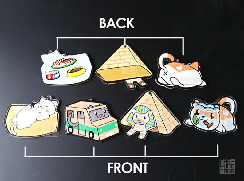 Keychain- Neko Atsume 2 in. Clear Acrylic Charm