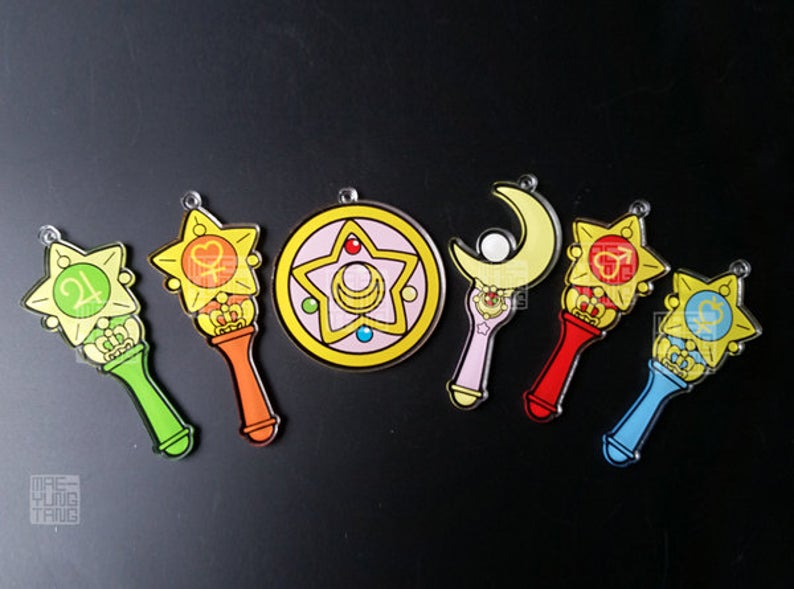 Keychain- Sailor Moon Inner Wands 2 in. Clear Acrylic Charm