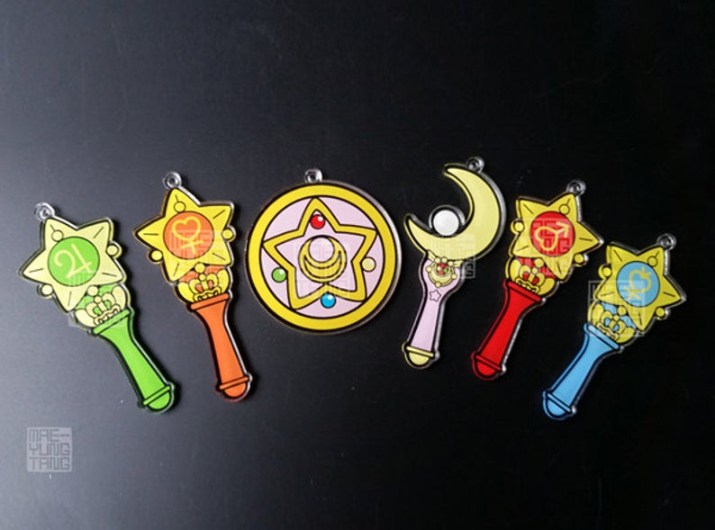 Keychain- Sailor Moon Inner Wands 2 in. Clear Acrylic Charm picture