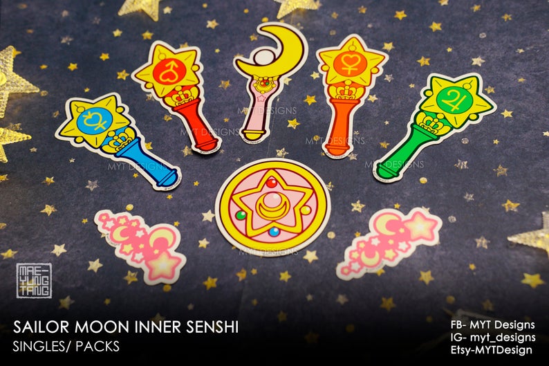 Inner Senshi wand Diecut Weatherproof Vinyl Stickers|