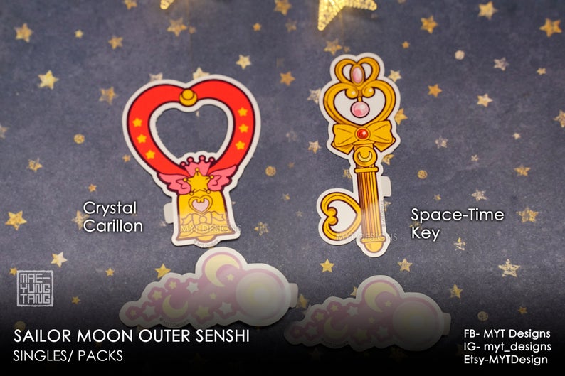 Outer Senshi Lip Rods & Talismans Diecut Weatherproof Vinyl Stickers picture