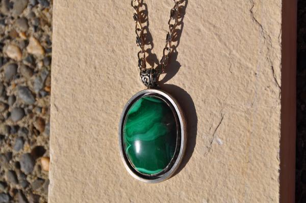 Malachite Oval Sterling Silver Pendant Necklace picture