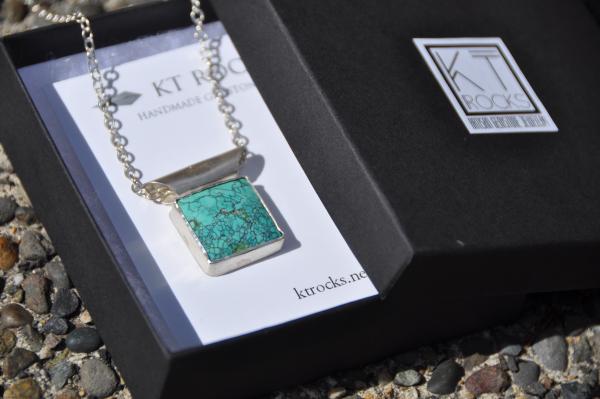 Turquoise Kingman Square Sterling Silver Pendant picture