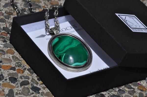 Malachite Oval Sterling Silver Pendant Necklace picture