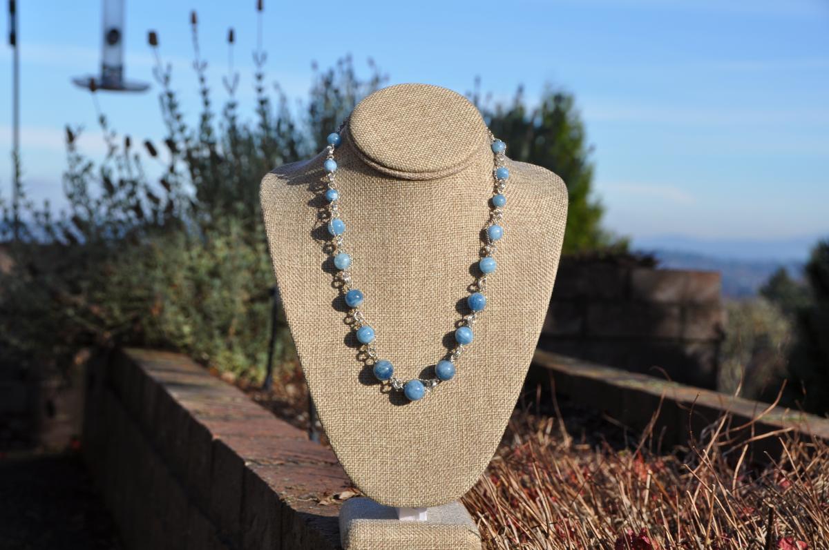 16-20" Adjustable Aquamarine Beaded Necklace picture