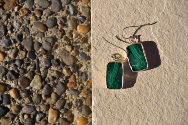 Malachite Rectangle Sterling Silver Earrings picture