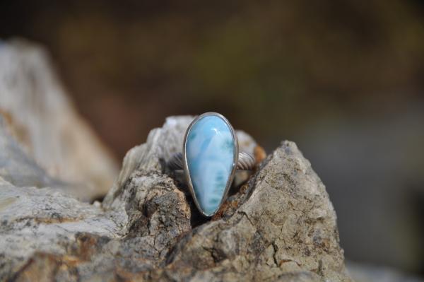 Larimar Teardrop Sterling Silver Ring picture