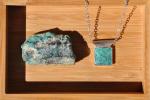 Turquoise Kingman Square Sterling Silver Pendant