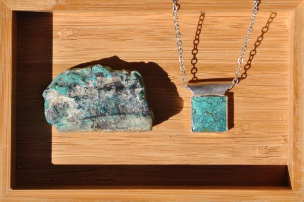 Turquoise Kingman Square Sterling Silver Pendant picture