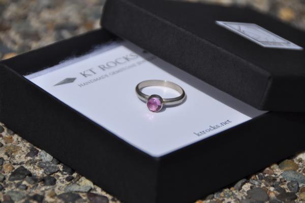 Pink Sapphire Birthstone Sterling Silver Ring picture