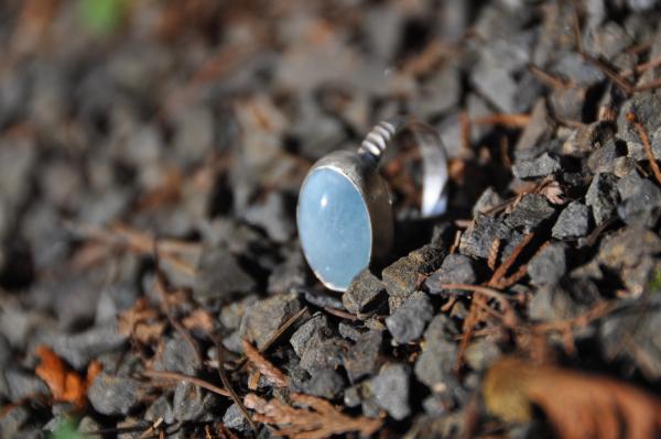 Oval Aquamarine Sterling Silver Ring picture