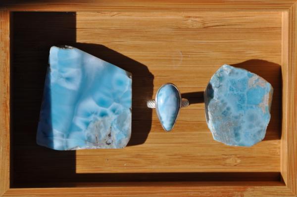 Larimar Teardrop Sterling Silver Ring