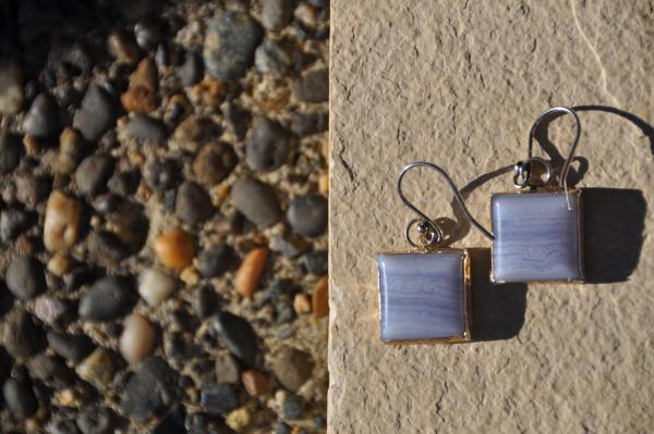 Chalcedony Square Sterling Silver Earrings picture
