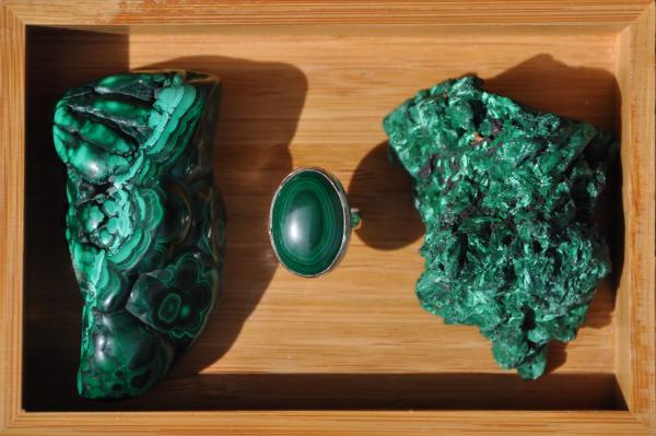 Malachite Oval Sterling Silver Statement Ring picture