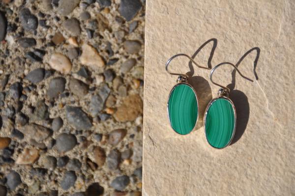 Malachite Oval Sterling Silver Earrings picture