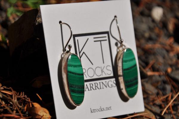 Malachite Oval Sterling Silver Earrings picture