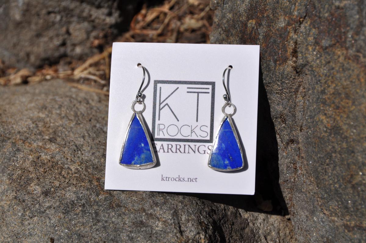Lapis Triangle Sterling Silver Earrings picture
