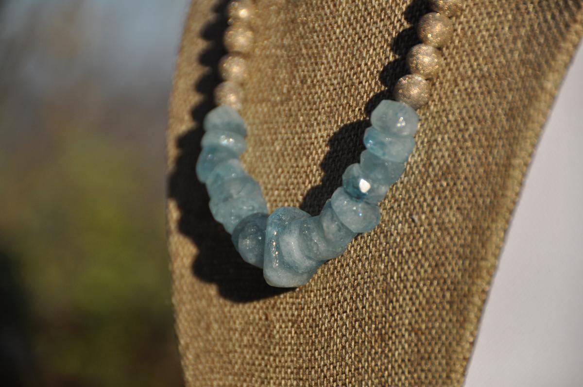 Aquamarine Necklace with Topaz Clasp picture