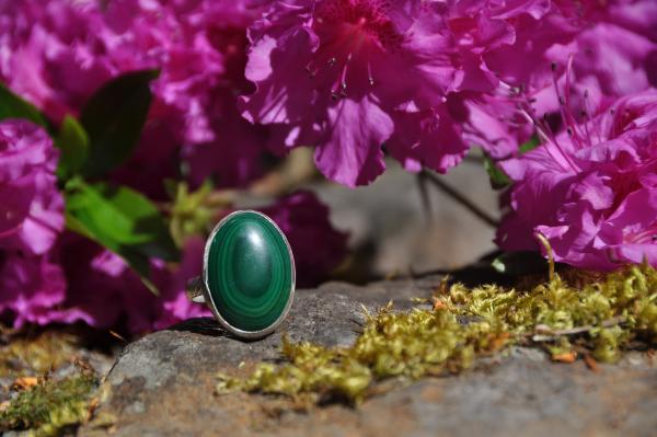 Malachite Oval Sterling Silver Statement Ring picture