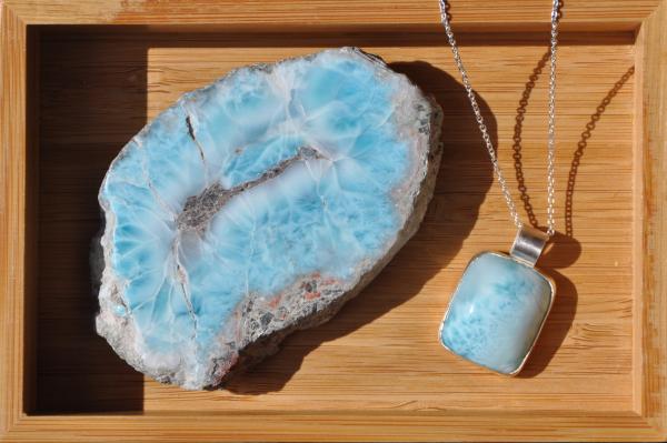 Larimar Rectangle Sterling Silver Pendant