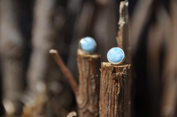 Larimar Circle Stud Sterling Silver Earrings picture