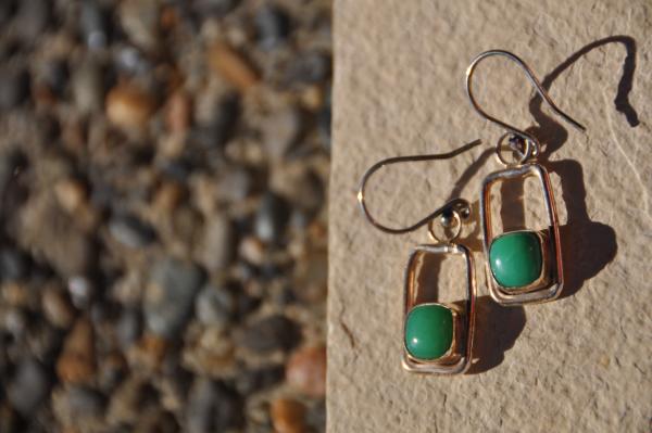 Chrysoprase Rectangle Sterling Silver Earrings picture