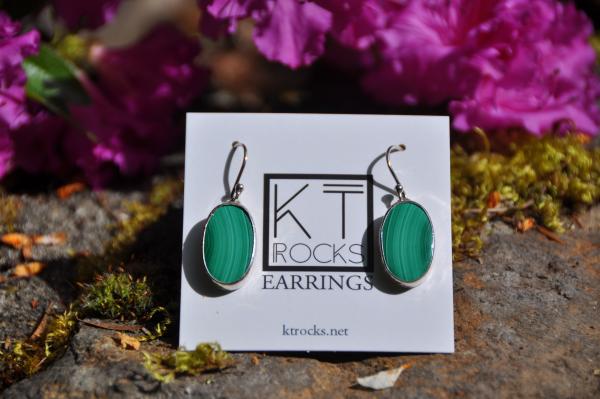 Malachite Oval Sterling Silver Earrings picture