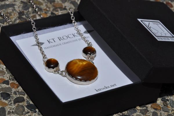 Tiger Eye 3 Stone Pendant Necklace picture