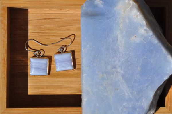 Chalcedony Square Sterling Silver Earrings picture