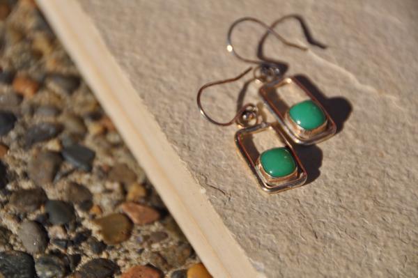 Chrysoprase Rectangle Sterling Silver Earrings picture