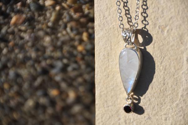 Moonstone and Garnet Sterling Silver Pendant picture