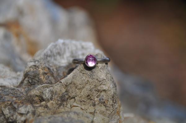 Pink Sapphire Birthstone Sterling Silver Ring picture