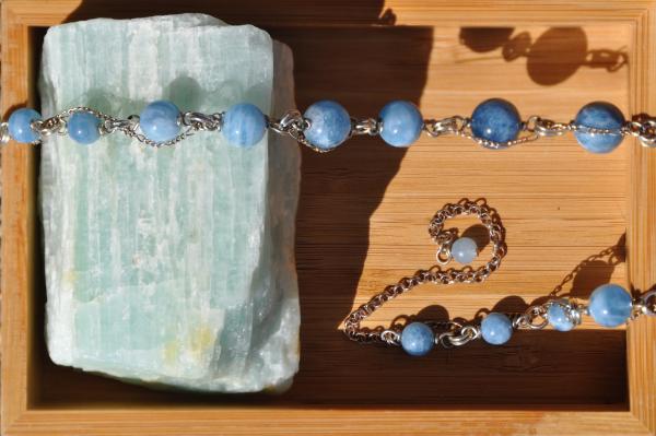 16-20" Adjustable Aquamarine Beaded Necklace picture