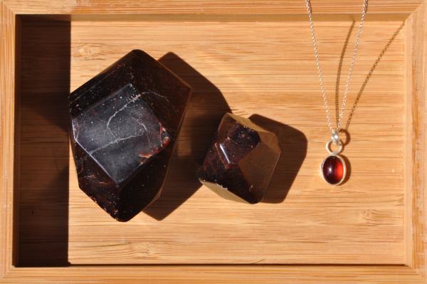 Garnet Oval Sterling Silver Pendant picture