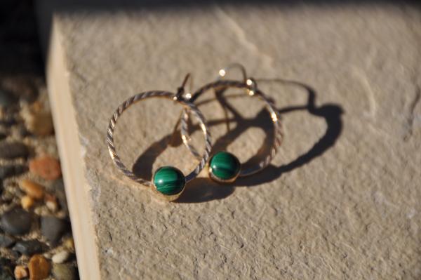 Malachite Sterling Silver Loop Earrings picture