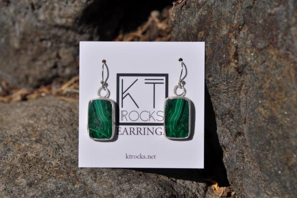 Malachite Rectangle Sterling Silver Earrings picture