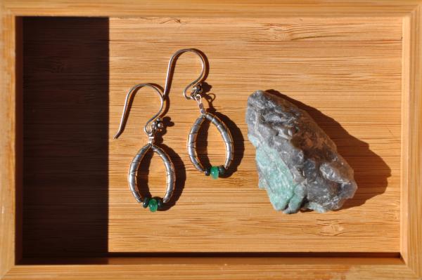 Emerald and Fine Silver Earrings